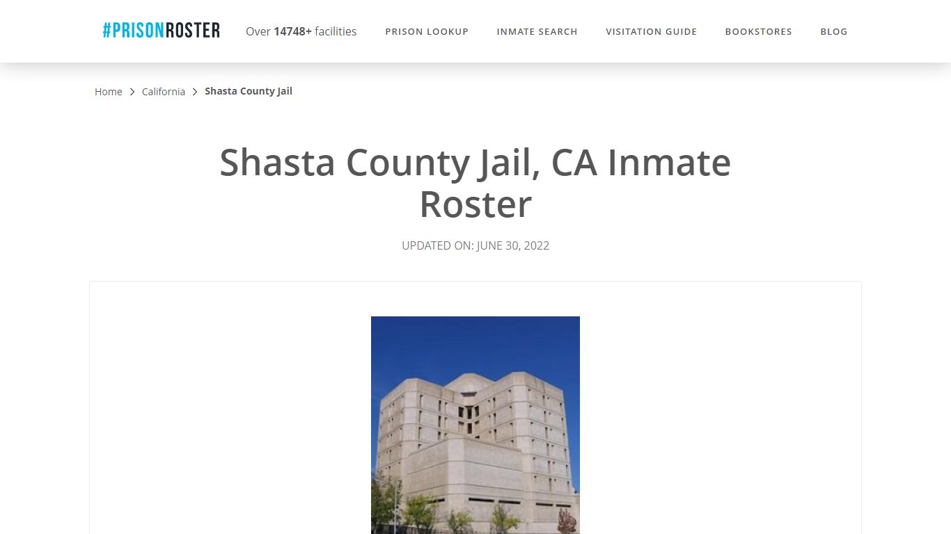 Shasta County Jail, CA Inmate Roster